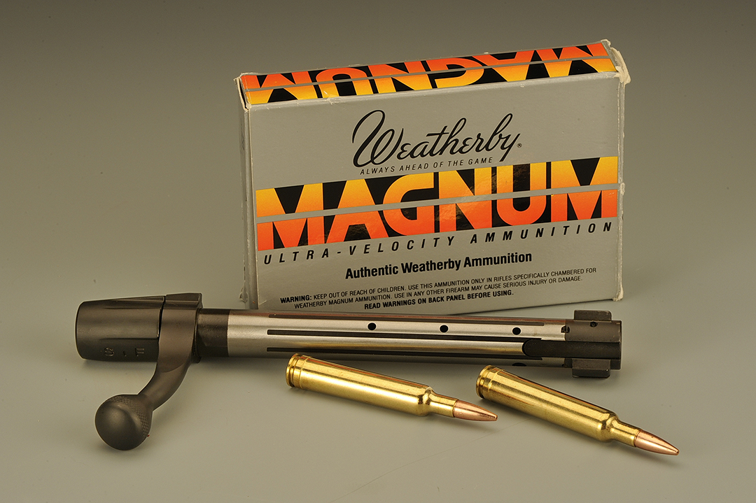 One size fits all! The bolt on the Vanguard is made with flutes and can accommodate all calibers up to the .300 WM and .375 H&H depending upon the model. The gas ports in the bolt body are for safety in case of a faulty cartridge.